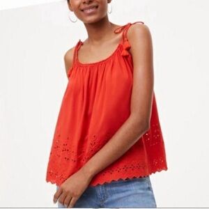 Ann Taylor LOFT Tassel Eyelet Top size XS
COLOR: Tamale Red NWOT
